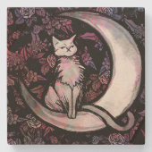Moon Cat Moonchild flower cats Stenen Onderzetter (Voorkant)