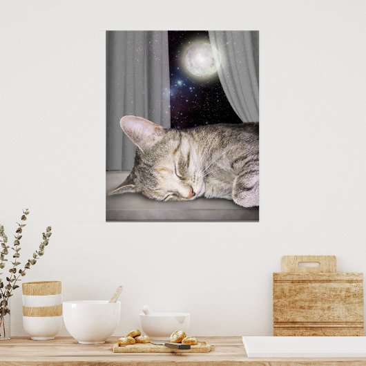 Moon Cat Poster (Keuken)