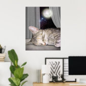 Moon Cat Poster (Thuiskantoor)