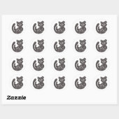Moon cat schattig silhouet - Kies achtergrondkleur Ronde Sticker (Vel)