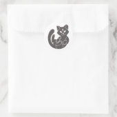 Moon cat schattig silhouet - Kies achtergrondkleur Ronde Sticker (Tas)
