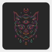 Moon Cat Vierkante Sticker (Voorkant)
