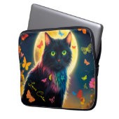 Moon cat vlinder decor  mot maanlicht laptop sleeve (Voorkant Links)
