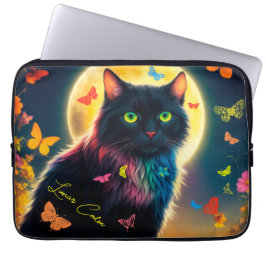 Moon cat vlinder decor  mot maanlicht laptop sleeve
