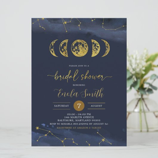 Moon Celestial Bridal Shower Kaart (Staand voorkant)