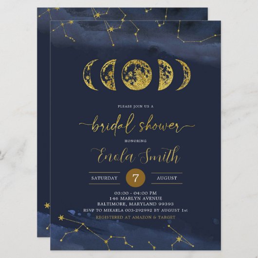 Moon Celestial Bridal Shower Kaart (Voorkant / Achterkant)