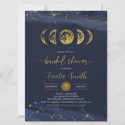 Moon Celestial Bridal Shower Kaart (Voorkant)