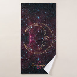 Moon Celestial Cancer Astrology Glitter Monogram Badhanddoek