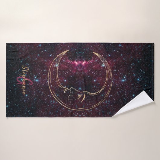 Moon Celestial Cancer Astrology Glitter Monogram Badhanddoek (Badhanddoek)