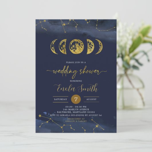 Moon Celestial Wedding Shower Kaart (Staand voorkant)