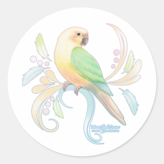 Moon Cheek Conure Ronde Sticker (Voorkant)