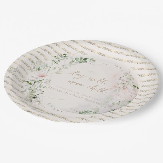 Moon Child | Baby shower van Boho Hippie Papieren Bordje (Gekanteld)