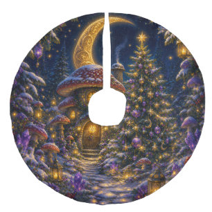 Moon Child Betoverde Kerst Paddenstoelen Cottage Imitatie Linnen Kerstboom Kleed