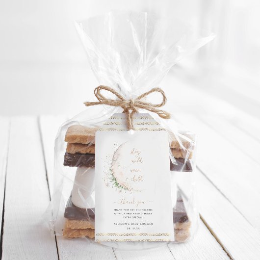 Moon Child | Boho Hippie Baby shower Bedankt Cadeaulabel