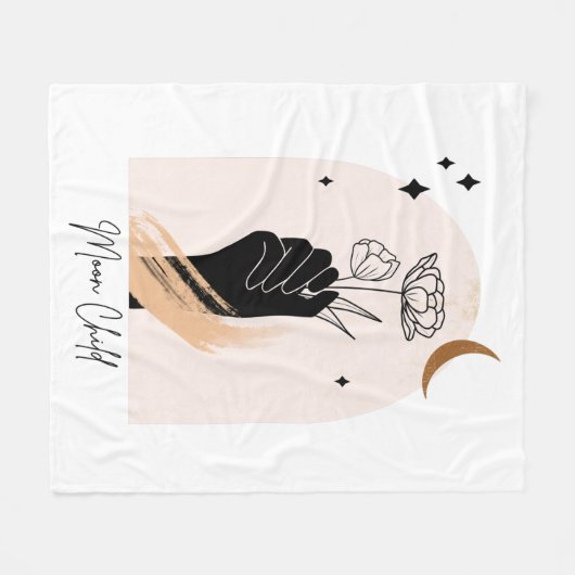 Moon Child Botanical Celestial Stars and Moon Fleece Deken (Voorkant (Horizontaal))