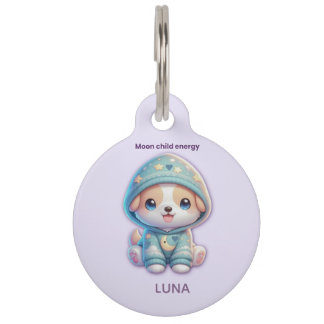 Moon Child Energy Custom Pet Tag ID Huisdierpenning