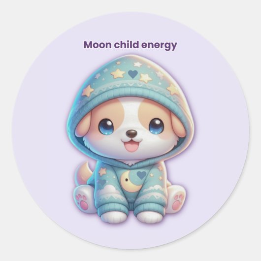 Moon Child Energy Dog Sticker (Voorkant)