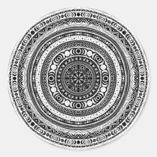 Moon Child Mandala Triple Moon Witch Ronde Sticker (Voorkant)