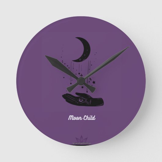 Moon Child Round Wall Clock Ronde Klok (Voorkant)