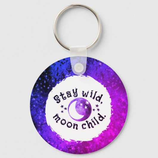 Moon Child Stay Wild Stars Monogram Fun Sleutelhan Sleutelhanger (Voorkant)