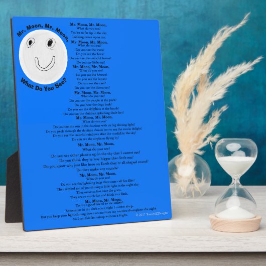 Moon Children's Poem Blue Black Fotoplaat (Zijkant)