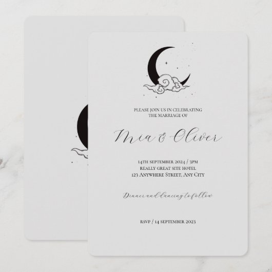 Moon Cloud bruiloft uitnodiging (Voorkant / Achterkant)