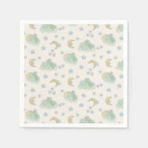 Moon Cloud Star Hand Drawn Waterverf Baby shower