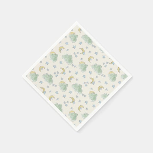 Moon Cloud Star Hand Drawn Waterverf Baby shower Servet (Hoek)