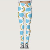 Moon Cloud Stars Faux Gold Glitter Pattern Leggings (Voorkant)