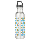 Moon Cloud Stars Faux Gold Glitter Pattern Waterfles (Achterkant)