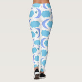 Moon Cloud Stars Patroon Blauw Paarse Leggings (Achterkant)