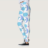 Moon Cloud Stars Patroon Blauw Paarse Leggings (Links)
