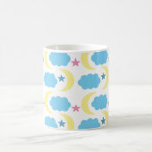 Moon Cloud Stars Patroon Geel Blauw Koffiemok (Center)