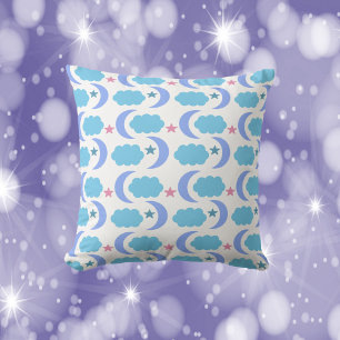 Moon Cloud Stars Pattern Paarse Blue Kussen