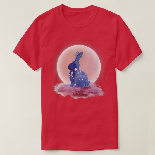 Moon Clouds and Bunny Astrology Pagan Divination M T-shirt (Design voorkant)