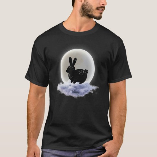 Moon Clouds and Bunny Astrology Pagan Divination M T-shirt (Voorkant)