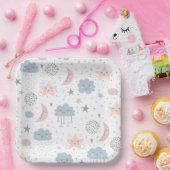 Moon Clouds-Baby shower Papieren Bordje (Feest)