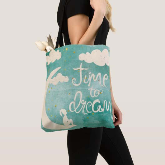 Moon Clouds Inspirating Dream Quote Tote Bag (Dichtbij)