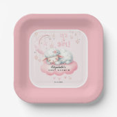 Moon Clouds Pink Lamb Baby shower Papieren Bordje (Voorkant)