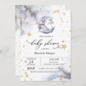 Moon Clouds Stars Baby Shower Kaart (Voorkant / Achterkant)