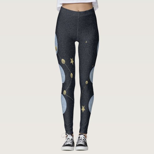 Moon Constellation Blue Yoga Pattern Legging (Voorkant)