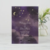 Moon Constellation Gold Foil Celestial Wedding Kaart (Staand voorkant)