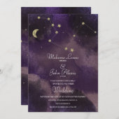Moon Constellation Gold Foil Celestial Wedding Kaart (Voorkant / Achterkant)