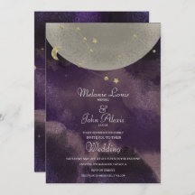 Moon Constellation Gold Paarse Celestial Wedding
