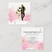 *~* Moon Cosmic Black Goddess Gold Rays Crystals Vierkante Visitekaartje (Voorkant / Achterkant)