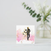 *~* Moon Cosmic Black Goddess Gold Rays Crystals Vierkante Visitekaartje (Staand voorkant)