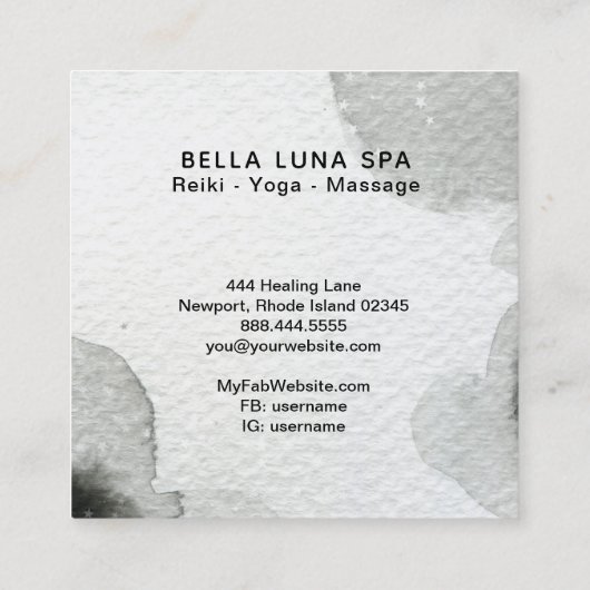 *~* Moon Cosmic . Howling Wolf Rainbow Shaman Vierkante Visitekaartje (Achterkant)