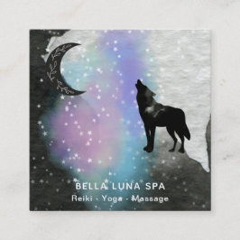 *~* Moon Cosmic .  Howling Wolf Rainbow Shaman  Vierkante Visitekaartje