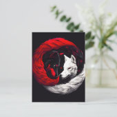 Moon Crimson Red White Wolf Feestdagenkaart (Staand voorkant)