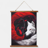 Moon Crimson Red White Wolf Hangend Wandkleed (Voorkant)